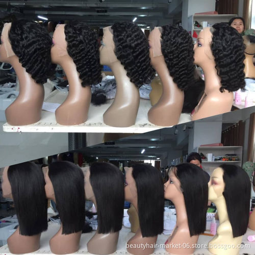 Cheap 4*4 13*4 Mink Brazilian Virgin Hair Women Bob Wave Wig Cuticle Aligned Hd Lace Front Wig 100% Virgin Human Hair Wig